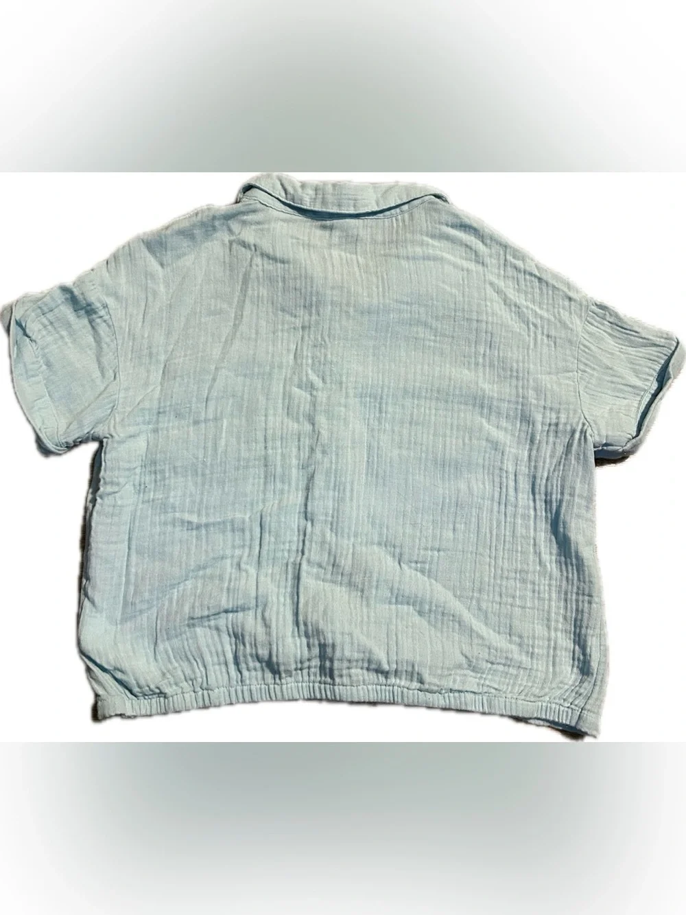 Old Navy Girls Youth 14-16 (XL) Cropped Button Down Twisted Knot Top - Teal Blue